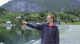 Olly by the fjord at Flåm